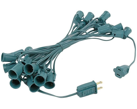 Light String with C7/E12 Christmas Stringer for patio Indoor Outdoor Green Wire with Fuse american plug