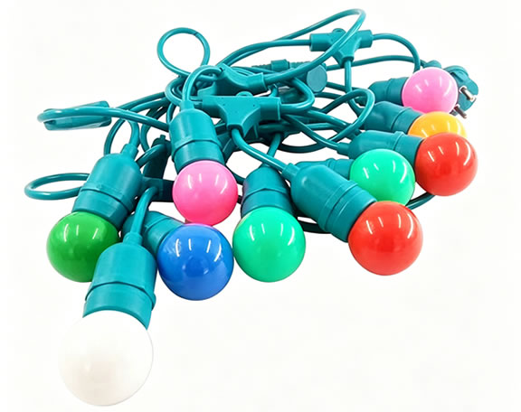Light String for Europe Market, with colorful String Lamp Waterproof Indoor Outdoor Green Power Cordds