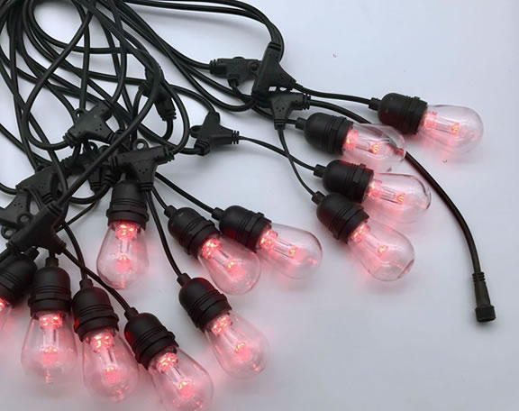 Light String with Pink LED Bulbs， Indoor outdoor, waterproof colorful String Light manufacturer