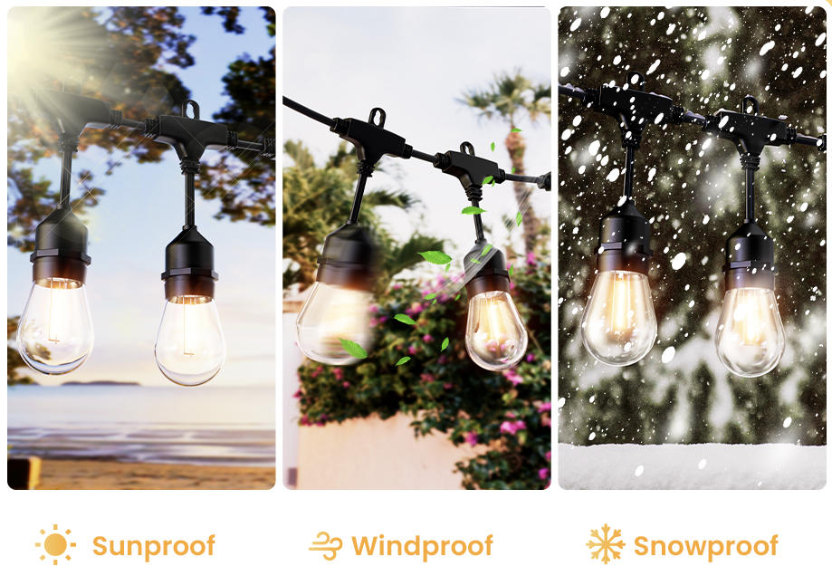 Light String for USA Market, Patio String Lights with Indoor Outdoor Waterproof E26 Lamp Holder