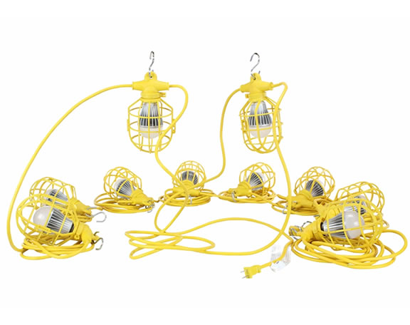 Light String With Hook for USA Market, for Work, Warehouse, Indoor, Outdoor, Working Light String, Waterproof, Yellow