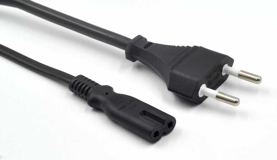 thumbnail image 2 of Kentek 6ft 2-Prong EU Power Cable - IEC-60320 C7 To CEE 7/16 Schuko Plug, 18AWG 2 of 6