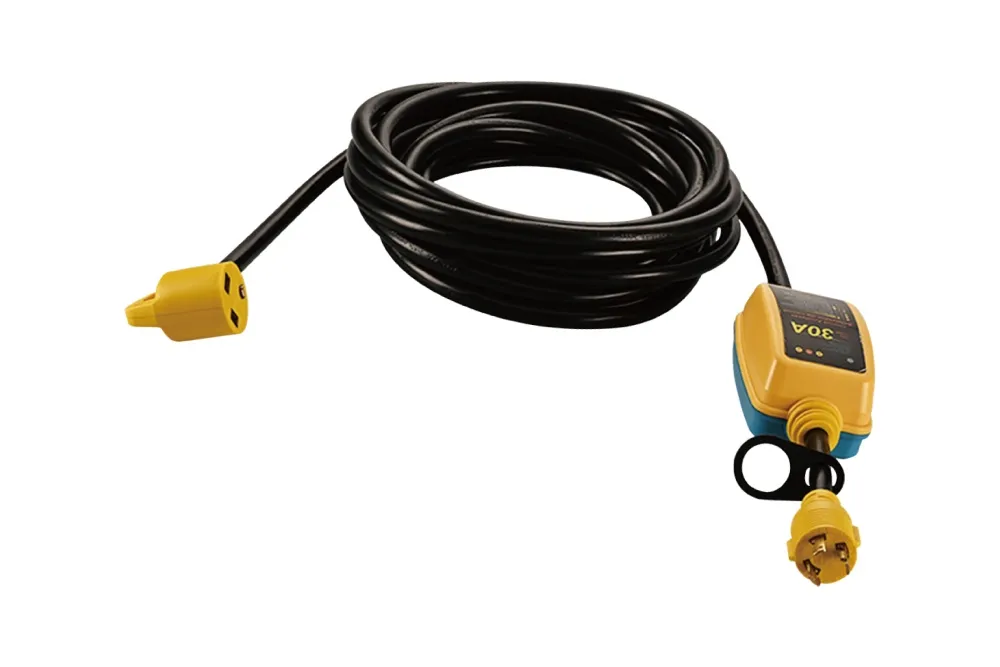 30 Amp RV Surge Protector Adapter with Indicator, NEMA L5-30P to NEMA TT-30R, UL 817, UL/cULus listed