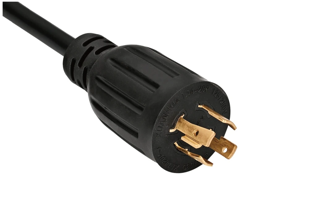 NEMA L14-20P Twist Locking Power Cord - 20A 125V/250V 3P4W, Vertical Rib UL/ETL/cULus Certified