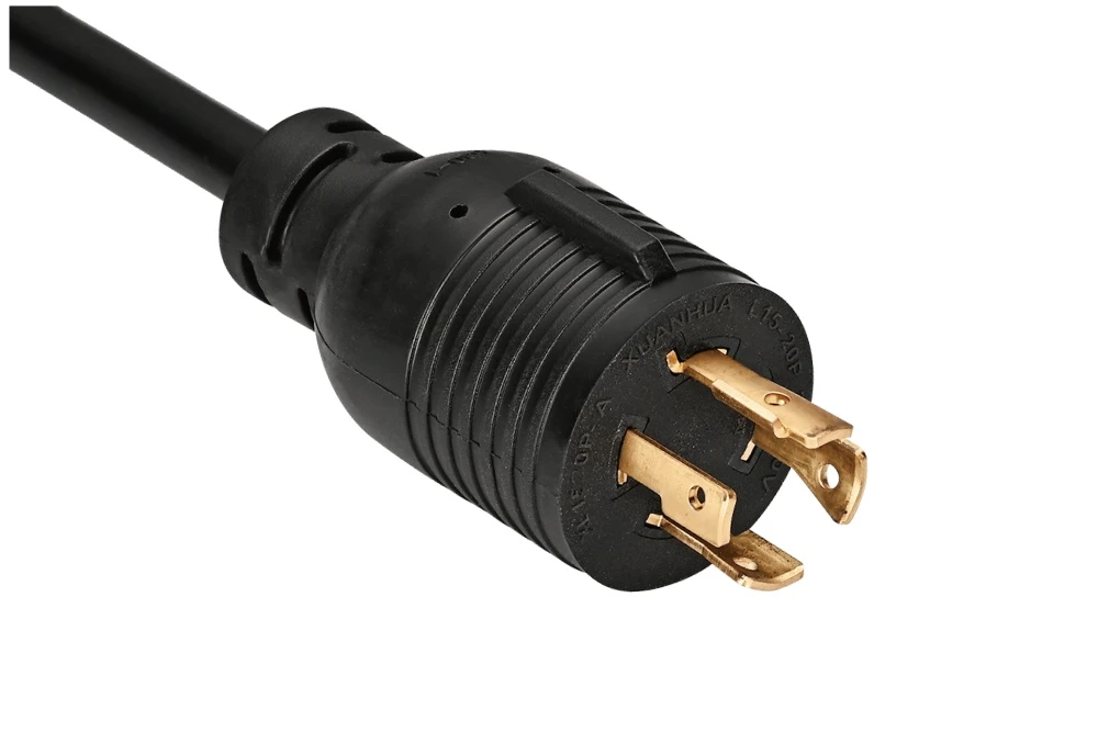 NEMA L15-20P Twist Locking Power Cord - 20A 3PH/250V 3P4W, Ring Rib UL/ETL/cULus Certified