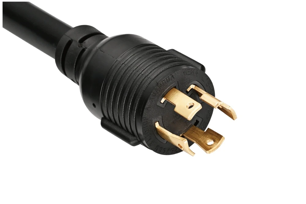 NEMA L15-30P Twist Locking Power Cord - 30A 3PH/250V 3P4W, Ring Rib UL/ETL/cULus Certified
