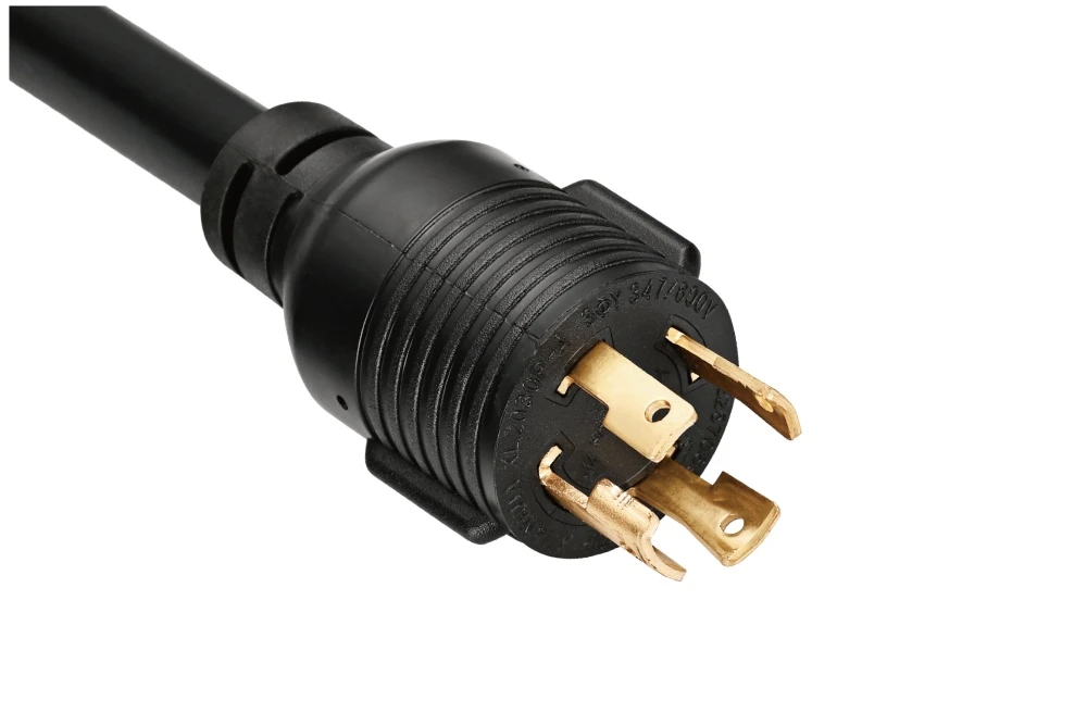 NEMA L20-30P Twist Locking Power Cord - 30A 3PH Y/347V/600V 3P4W, Ring Rib UL/ETL/cULus Certified