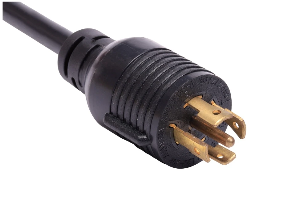 NEMA L22-20P Twist Locking Power Cord - 20A 3PH Y/277V/480V 4P5W, Ring Rib UL/ETL/cULus Certified