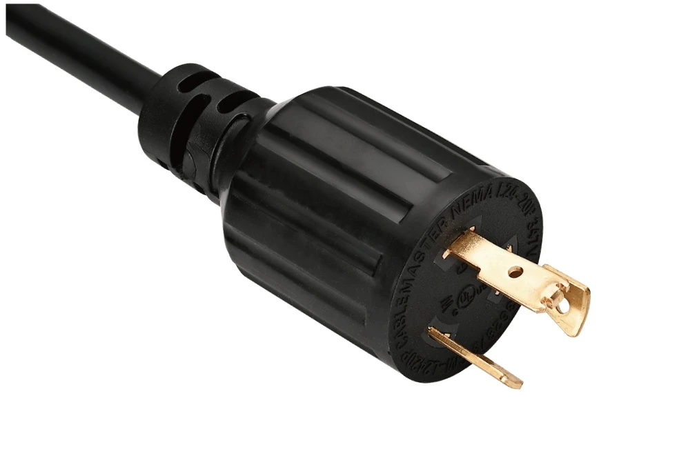 NEMA L24-20P Twist Locking Power Cord - 20A 347V/AC 2P3W, Vertical Rib UL/ETL/cULus Certified