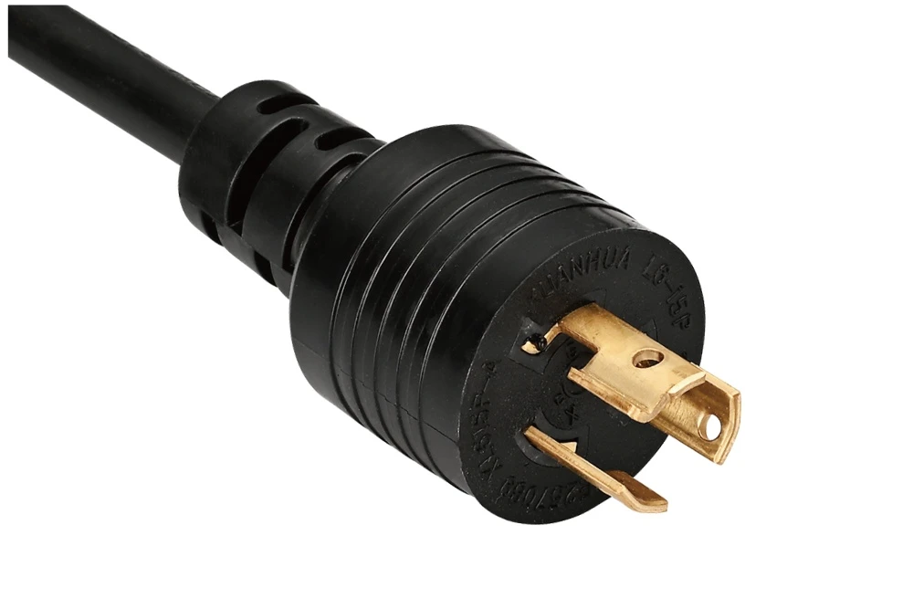 NEMA L5-15P Twist Locking Power Cord - 15A 125V 2P3W, Ring Rib UL/ETL/cULus Certified