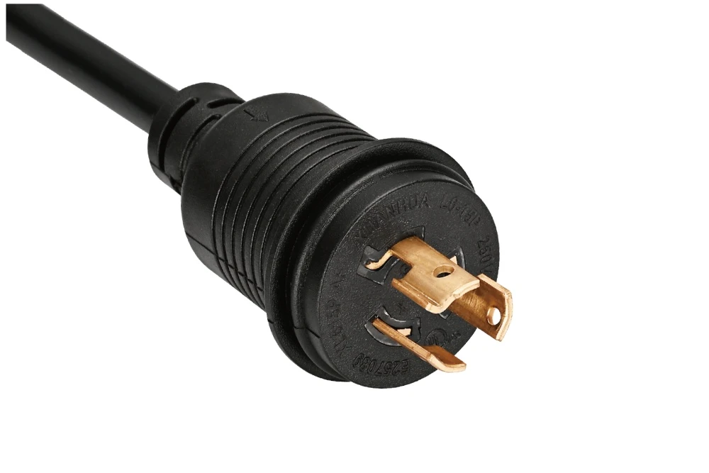 NEMA L6-15P Twist Locking Power Cord - 15A 250V 2P3W, Waterproof Ring Rib UL/ETL/cULus Certified