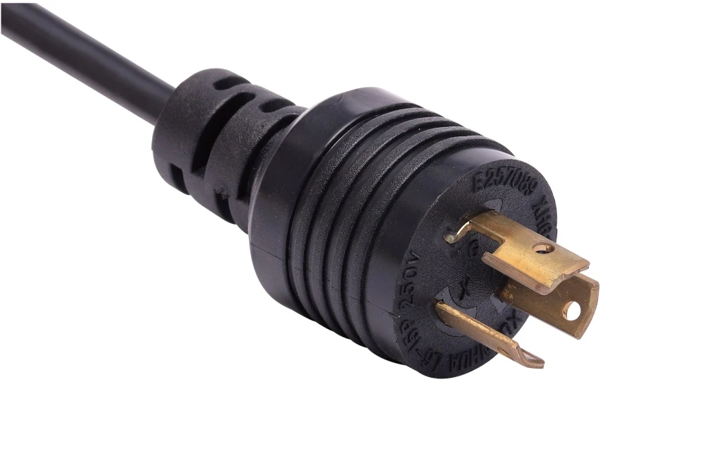 NEMA L6-15P Twist Locking Power Cord - 15A 250V 2P3W, Ring Rib UL/ETL/cULus Certified