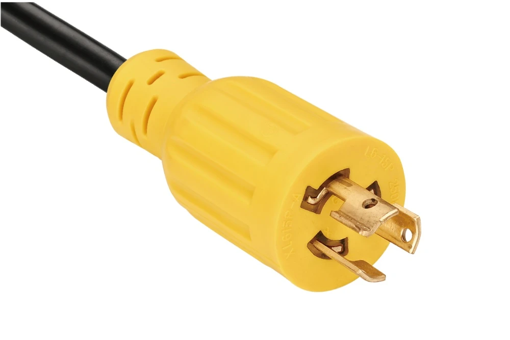 NEMA L6-15P Twist Locking Power Cord - 15A 250V 2P3W, Vertical Rib UL/ETL/cULus Certified
