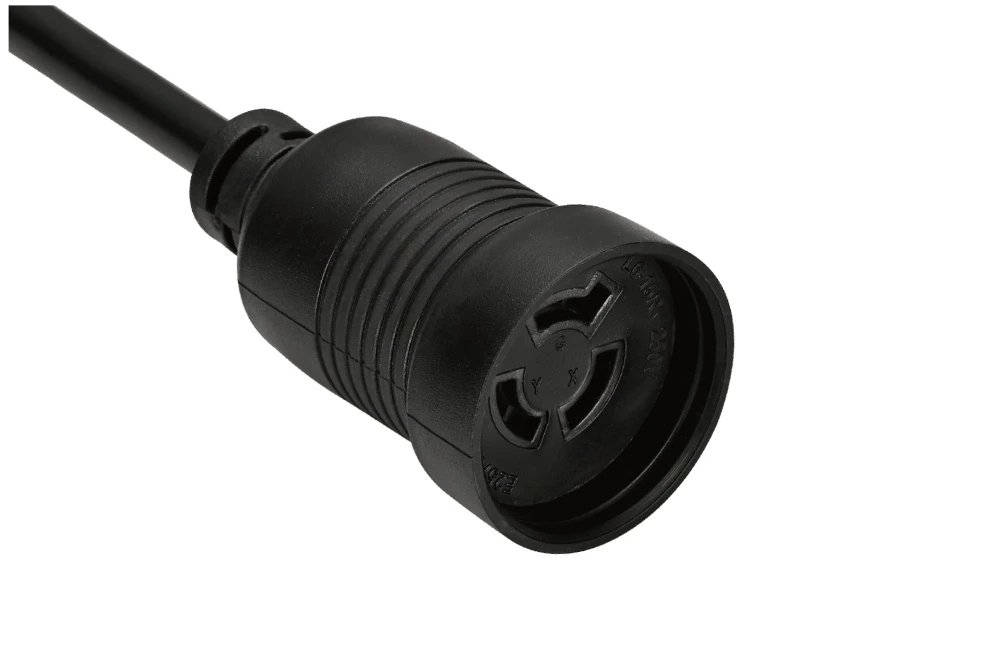 NEMA L6-15R Twist Locking Power Cord - 15A 250V 2P3W, Waterproof Ring Rib UL/ETL/cULus Certified