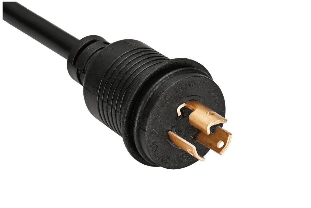 NEMA L7-15P Twist Locking Power Cord - 15A 277V/AC 2P3W, Waterproof Ring Rib UL/ETL/cULus Certified