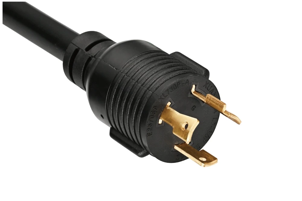 NEMA L7-30P Twist Locking Power Cord - 30A 277V/AC 2P3W, Ring Rib UL/ETL/cULus Certified