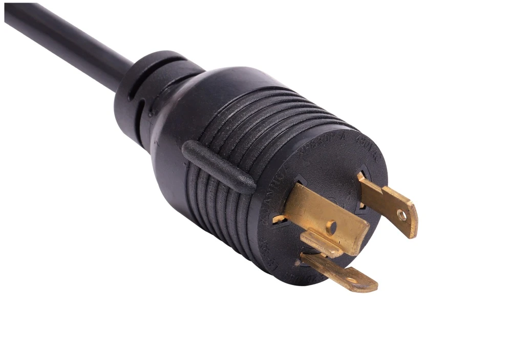 NEMA L8-30P Twist Locking Power Cord - 30A 480V/AC 2P3W, Ring Rib UL/ETL/cULus Certified