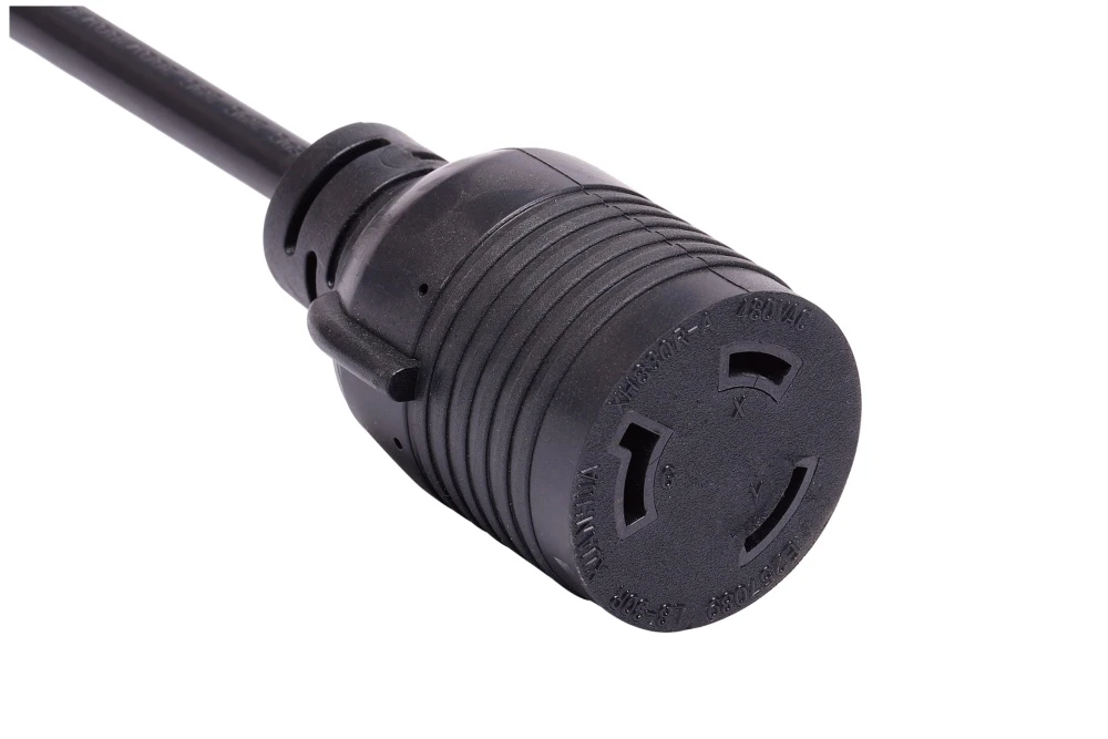 NEMA L8-30R Twist Locking Power Cord - 30A 480V/AC 2P3W, Ring Rib UL/ETL/cULus Certified