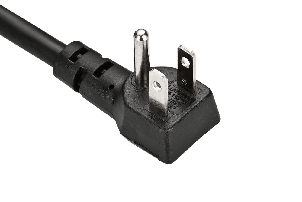 American Power Cord NEMA 5-15P Type B Right Angle Male Plug, 15A 125V