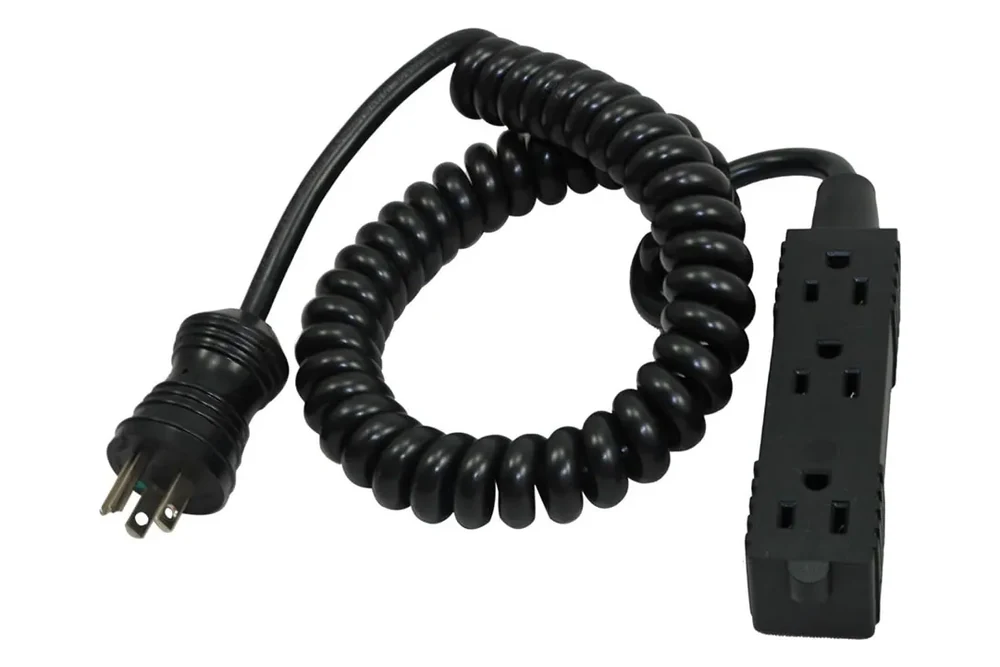 Hospital grade NEMA 5-15P to NEMA 5-15R three-outlet extension cord for bedside devices