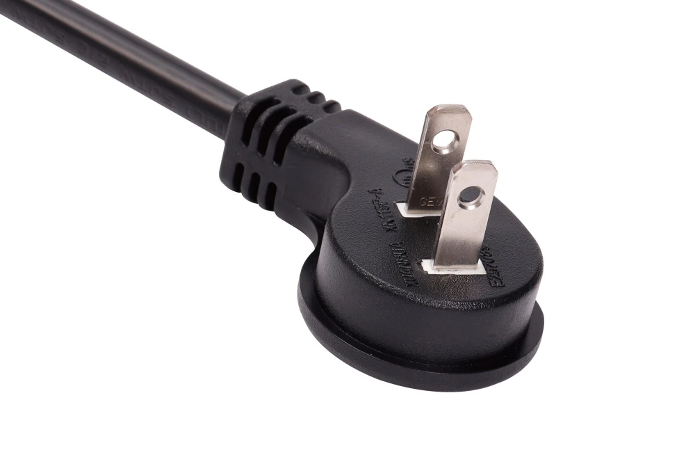 American Power Cord NEMA 1-15P Type A 45 Degree Angle Male Plug, 15A 125V