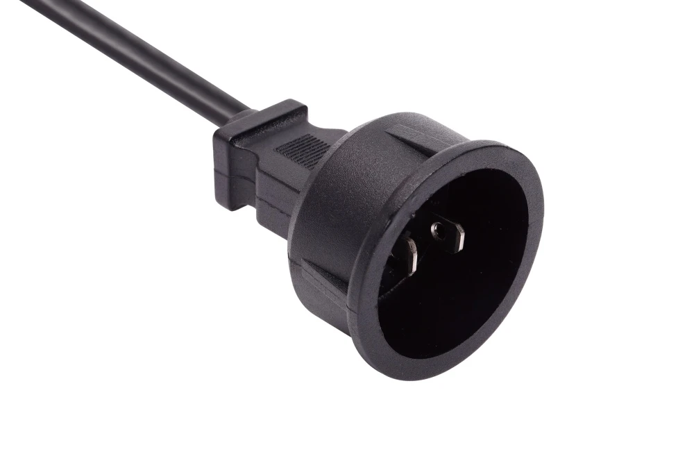 American Power Cord NEMA 1-15P Type A Flange Mount Male Plug, 15A 125V