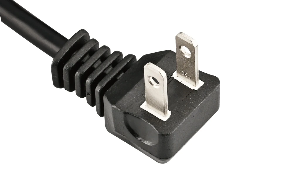 American Power Cord NEMA 1-15P Type A Right Angle Male Plug, 15A 125V