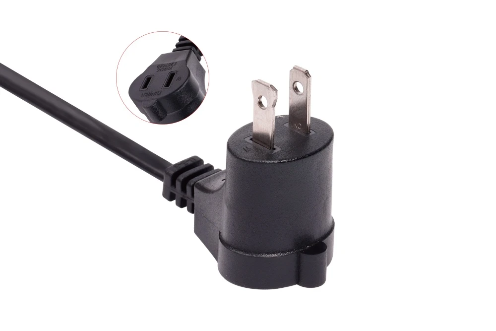 American Power Cord NEMA 1-15P/NEMA 1-15R Type A Right Angle Male Plug/Female Receptacle, 15A 125V