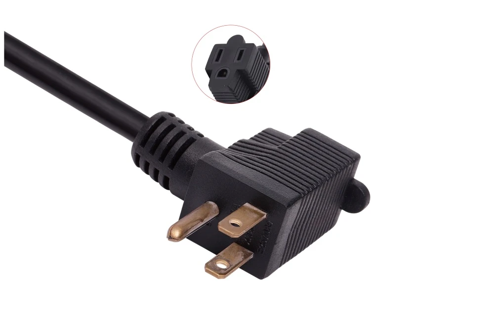 American Power Cord NEMA 5-15P/NEMA 5-15R Type B Angle Integrated Male Plug/Female Receptacle, 15A 125V