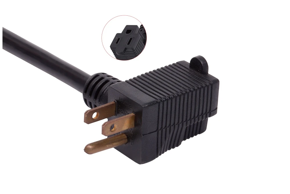 American Power Cord NEMA 5-15P/NEMA 5-15R Type B Integrated Male Plug/Female Receptacle, 15A 125V
