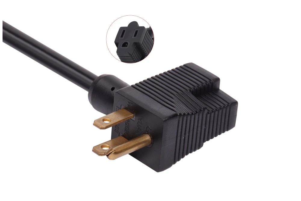 American Power Cord NEMA 5-15P/NEMA 5-15R Type B Multi-Angle Integrated Male Plug/Female Receptacle, 15A 125V