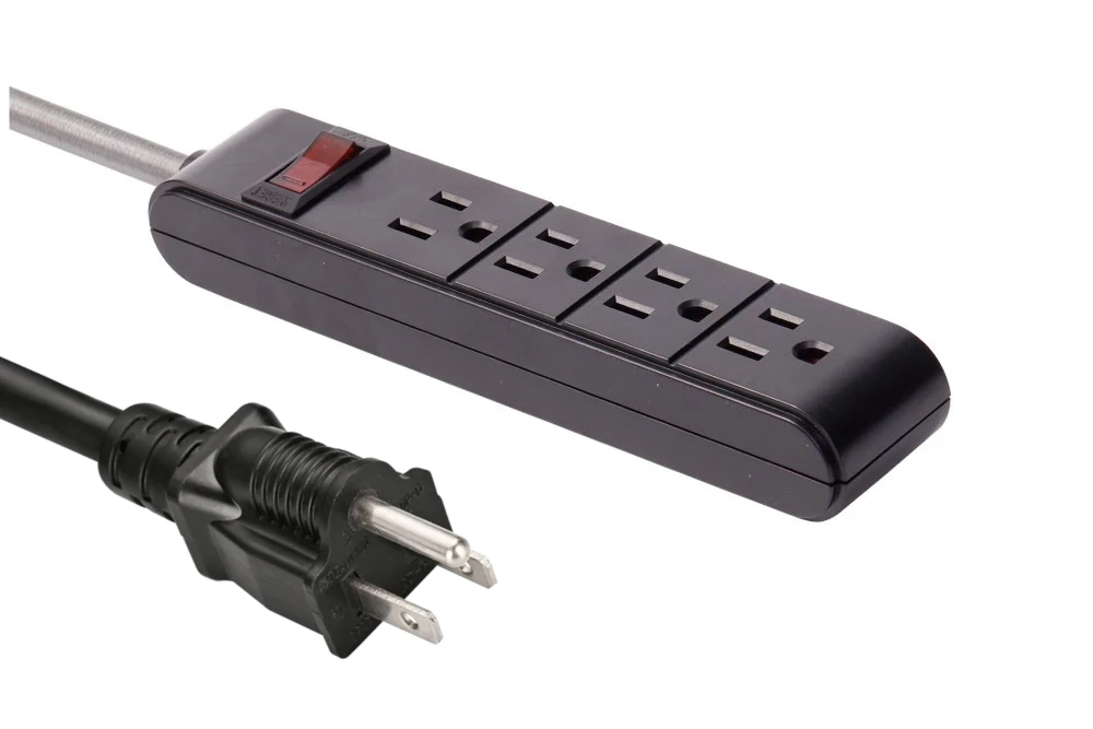 American Power Cord NEMA 5-15P/NEMA 5-15R Type B power strip Male Plug/Female Receptacle, 15A 125V