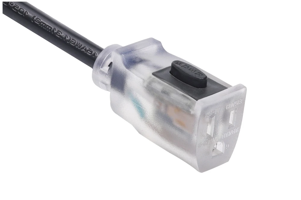 American Power Cord NEMA 5-15R Type B Transparent Switch Female Receptacle, 15A 125V