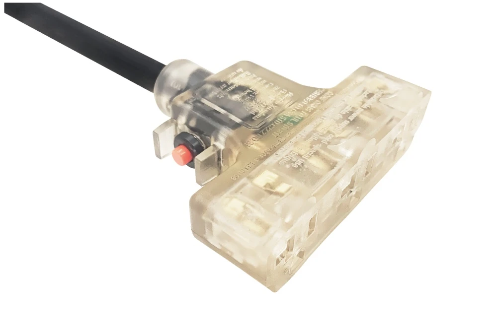 American Power Cord NEMA 5-20R Reset overload breaker T-Shaped Extension Splitter, 20A 125V