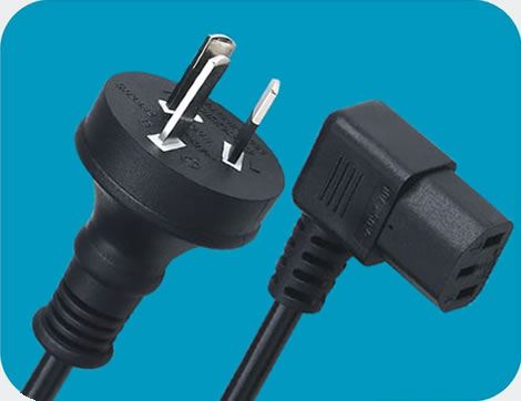 Australia Power Cords, AS/NZS 3112 Plug to IEC 60320 C13 Right Angle Connector, Type I, 3 poles Plug, SAA, RCM Certified