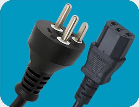 Denmark Power Cords, AFSNIT 107-2-D1 Plug to IEC 60320 C13 Connector, Type K, 3 poles Plug, DEMKO Certified
