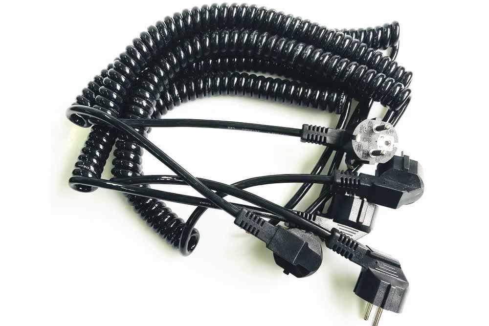 Coiled Power Cords Retractable Spiral Cable of  Flexible Power Cables