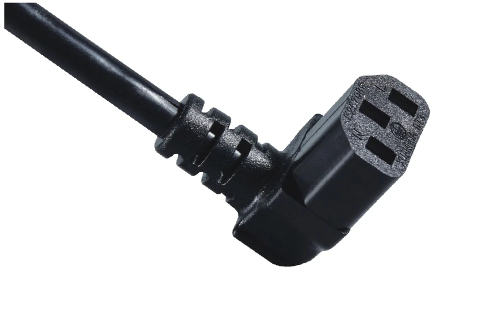 IEC Power Cords, IEC 60320 C13 Up Angle Connector Plug, Type C13, 3 poles, 3 wires, UL, ETL, VDE, TUV, SAA, KC, PSE Certified