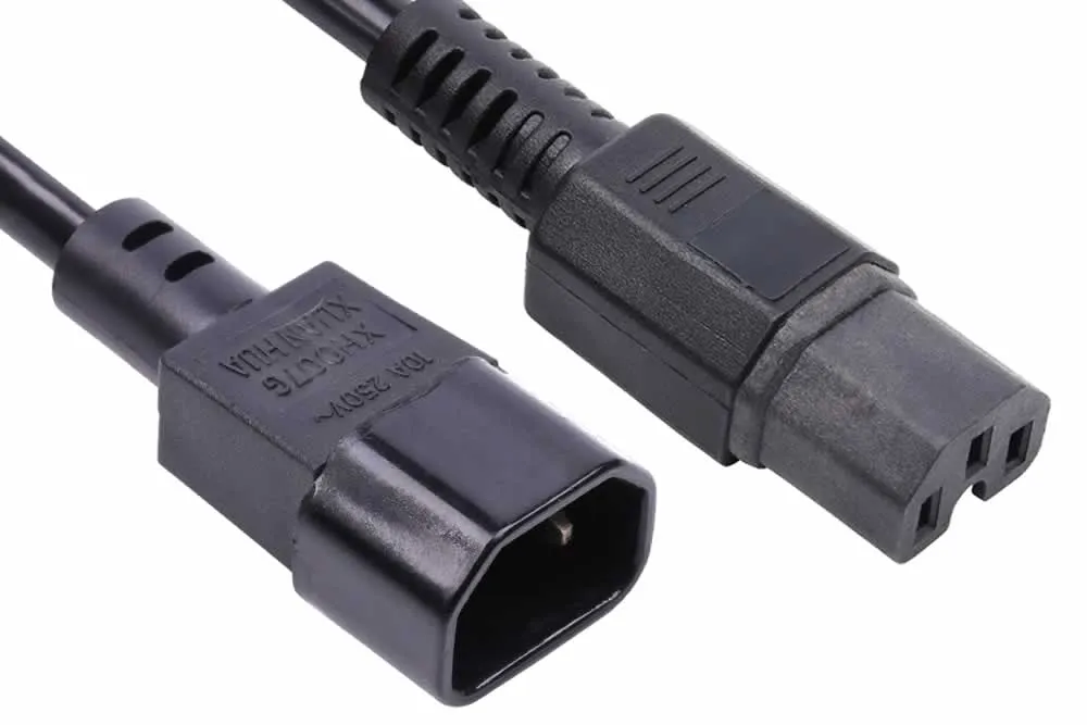 IEC 60320 C14 Plug to C15 Connector Hot Condition Power Cord, 10A 250V/125V, UL, ETL, VDE, TUV, CE, SAA, KC, PSE Certified