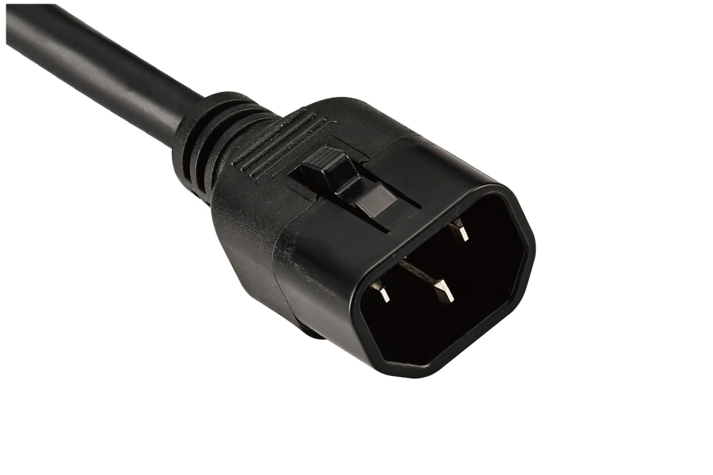 IEC Power Cords, IEC 60320 C14 Locking Connector Plug, Type C14, 3 poles, 3 wires, UL, ETL, VDE, TUV, SAA, KC, PSE Certified