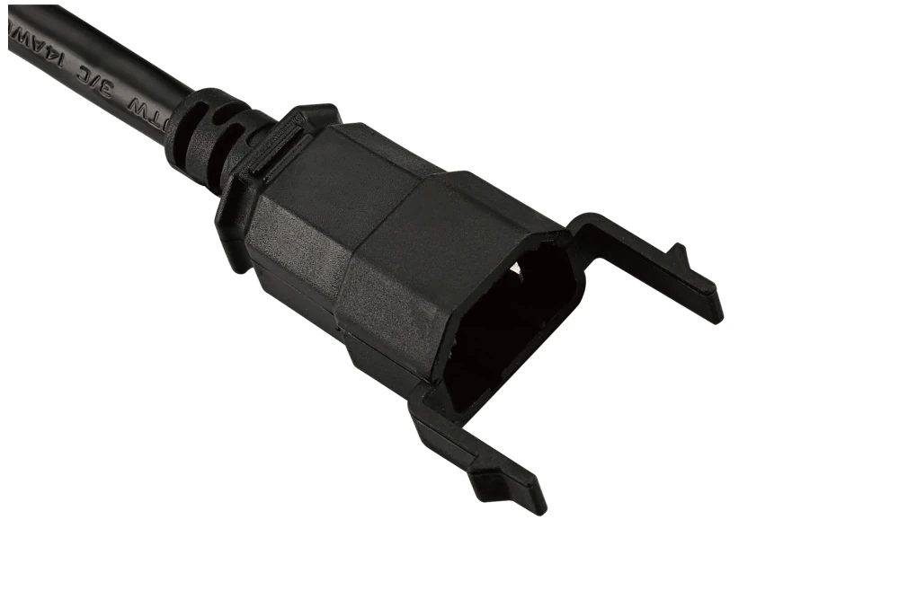 IEC Power Cords, IEC 60320 C14 Locking Connector Plug, Type C14, 3 poles, 3 wires, UL, ETL, VDE, TUV, SAA, KC, PSE Certified