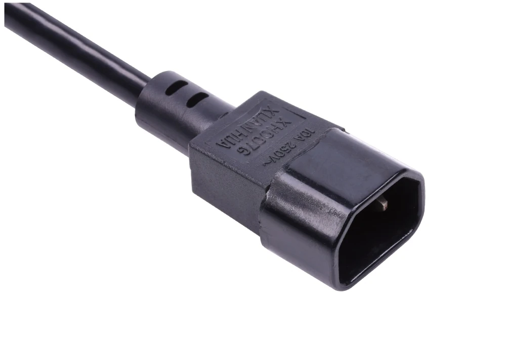 IEC Power Cords, IEC 60320 C14 Connector Plug, Type C14, 3 poles, 3 wires, UL, ETL, VDE, TUV, SAA, KC, PSE Certified
