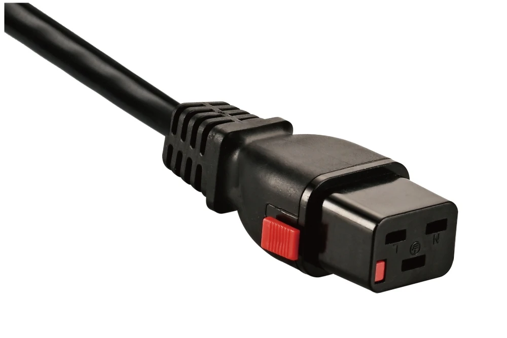 IEC Power Cords, IEC 60320 C19 Locking Connector Plug, Type C19, 3 poles, 3 wires, UL, ETL, VDE, TUV, SAA, KC, PSE Certified