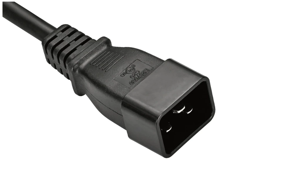 IEC Power Cords, IEC 60320 C20 Connector Plug, Type C20, 3 poles, 3 wires, UL, ETL, VDE, TUV, SAA, KC, PSE Certified