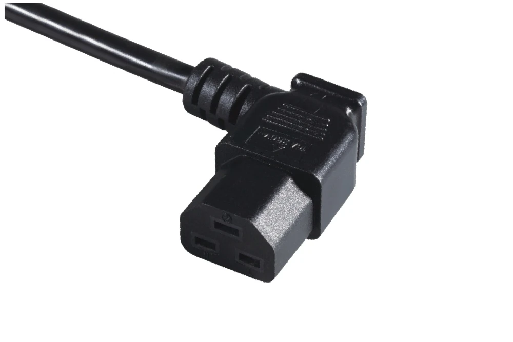 IEC Power Cords, IEC 60320 C21 Right Angle Connector Plug, Type C22, 3 poles, 3 wires, UL, ETL, VDE, TUV, SAA, KC, PSE Certified