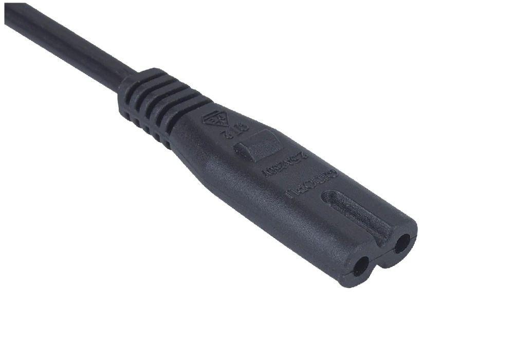 IEC Power Cords, IEC 60320 C7 Connector Plug, Type C7, 2 poles, 2 wires, UL, ETL, VDE, TUV, SAA, KC, PSE Certified