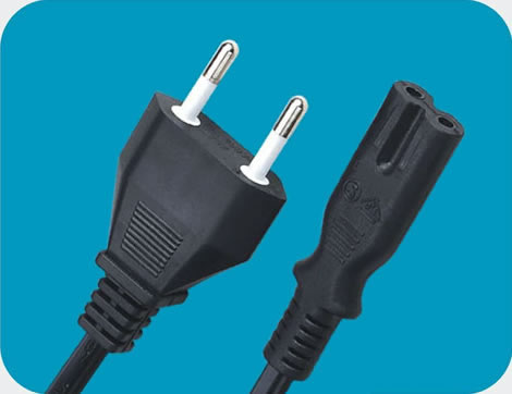 Italy Power Cords, CEI 23-50 Plug to IEC 60320 C7 Connector, Type C, 2 poles Plug, IMQ Certified