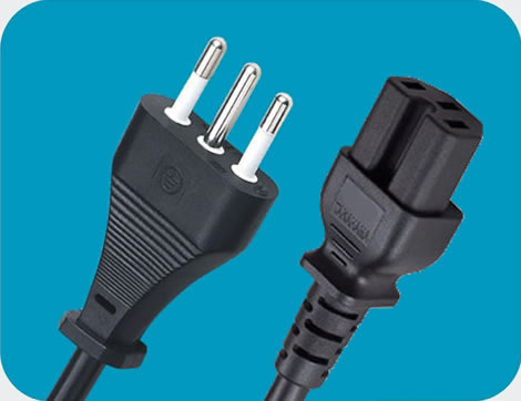 Italy Power Cords, CEI 23-50 Plug to IEC 60320 C15 Connector, Type L, 3 poles Plug, IMQ Certified Italy Power Cords, CEI 23-50 Plug to IEC 60320 C15 Connector, Type L, 3 poles Plug, IMQ Certified