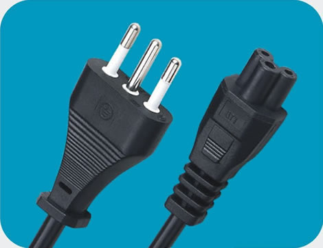 Italy Power Cords, CEI 23-50 Plug to IEC 60320 C5 Laptop Connector, Type L, 3 poles Plug, IMQ Certified
