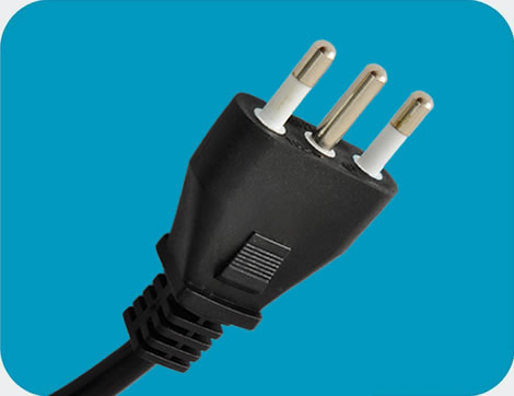 Italy Power Cords, CEI 23-50, 16A Plug, Type L, 3 poles, IMQ Certified